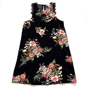 Leith Floral Sun Dress with lace cap sleeves NWOT